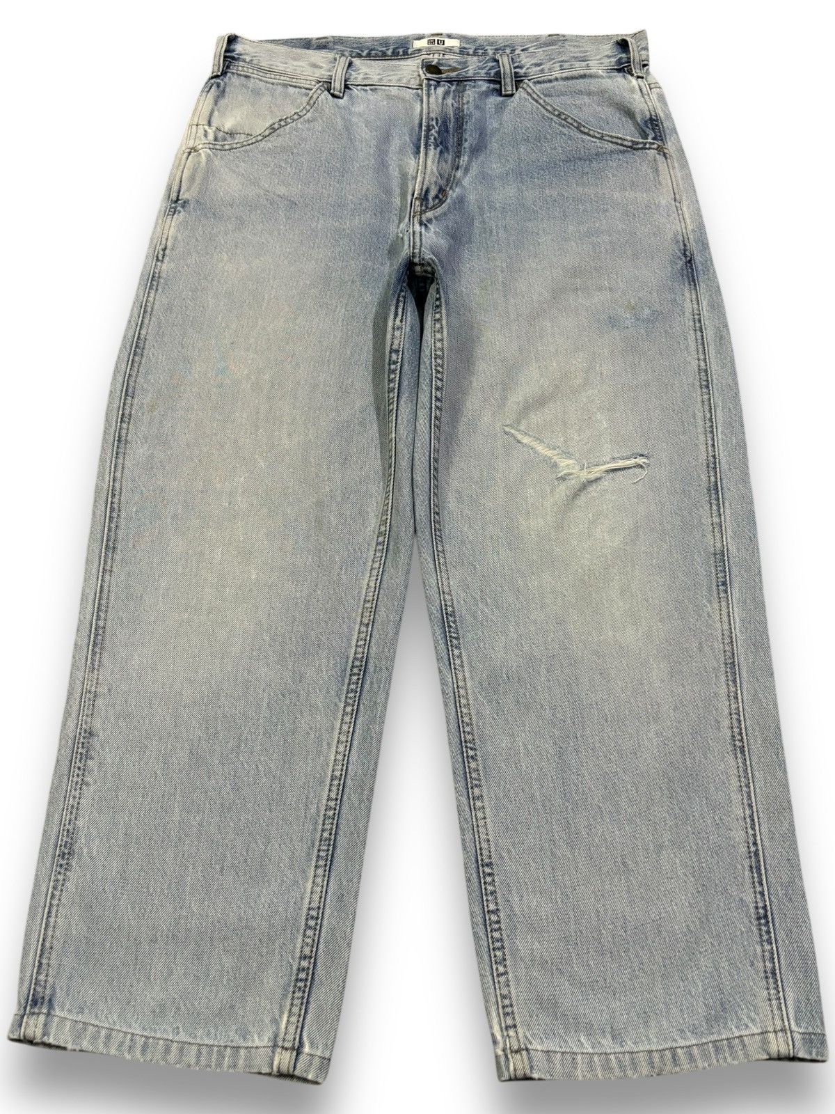 Lemaire × Uniqlo Vintage Lemaire x Uniqlo Baggy Tapered Distressed Jeans Size US 34 / EU 50 - 1 Thumbnail
