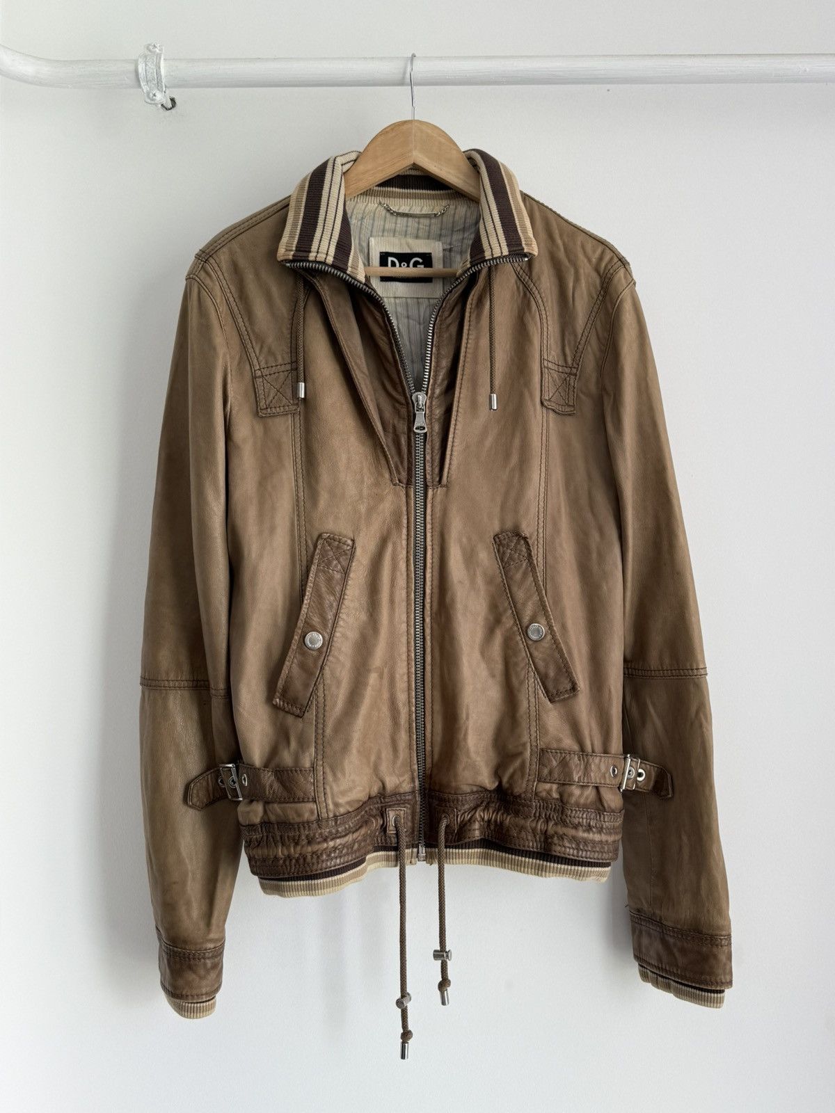 00s vintage dolce&gabbana leather jacket