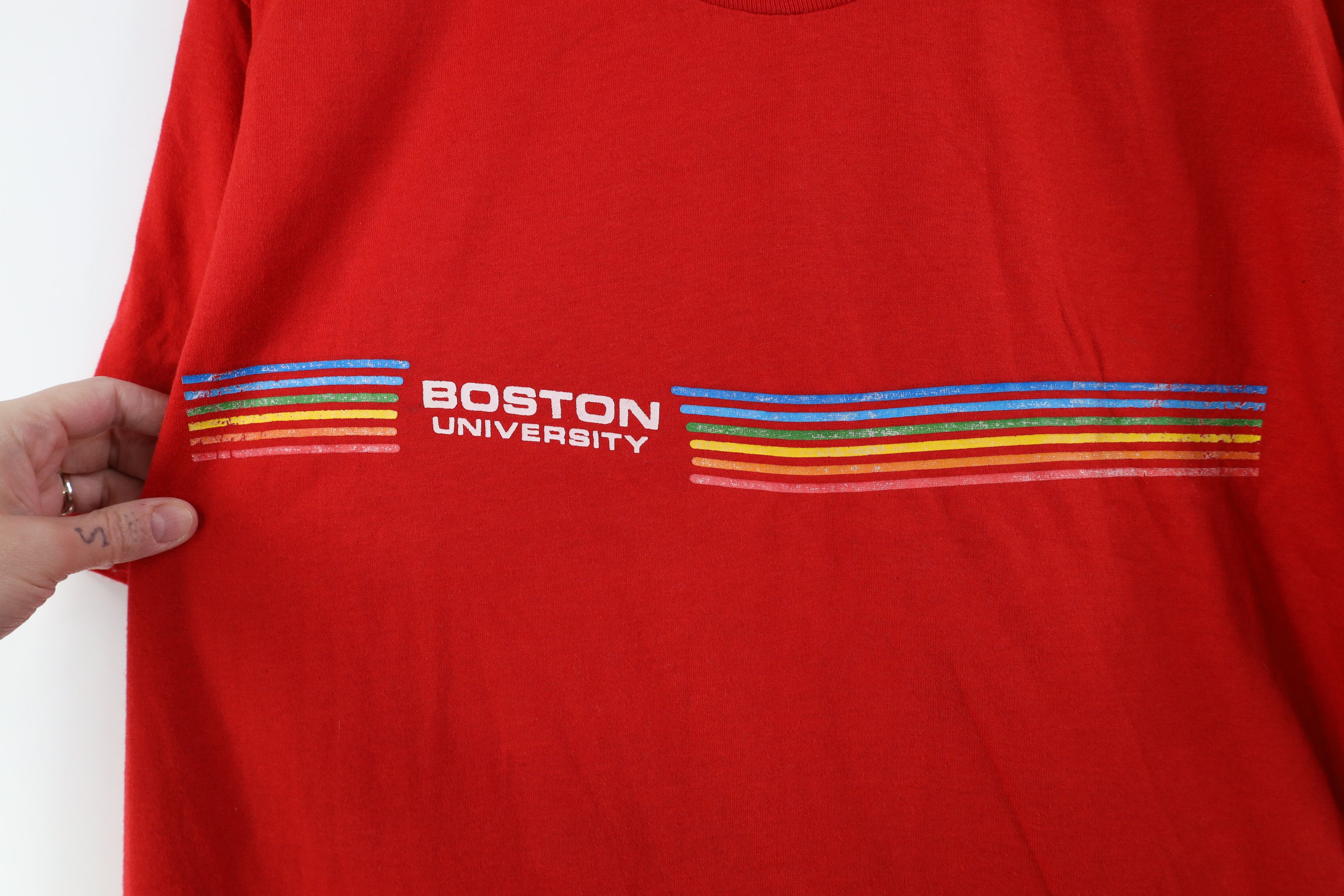 Vintage Vintage 70s Boston University Short Sleeve T-Shirt USA Size L / US 10 / IT 46 - 4 Thumbnail