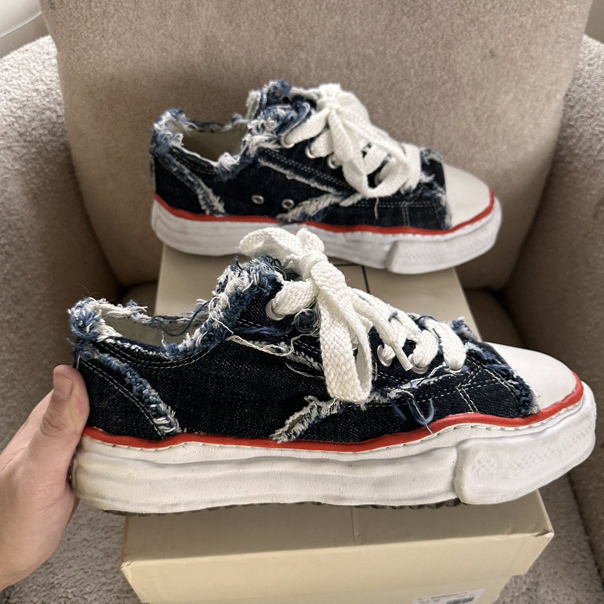 Maison MIHARA YASUHIRO Maison Mihara Yasuhiro x Nigel Cabourn Low Cut Denim Sneaker Size US 8 / EU 41 - 3 Thumbnail