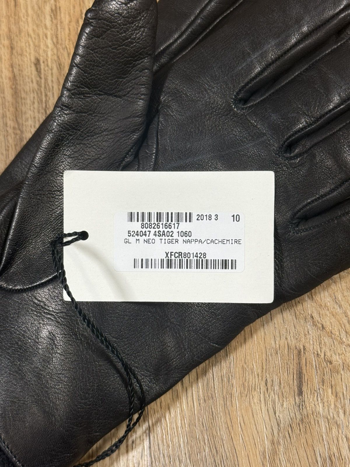 Gucci Gucci Tiger Head Nappa Leather & Cashmere Gloves – Black Size ONE SIZE - 9 Thumbnail