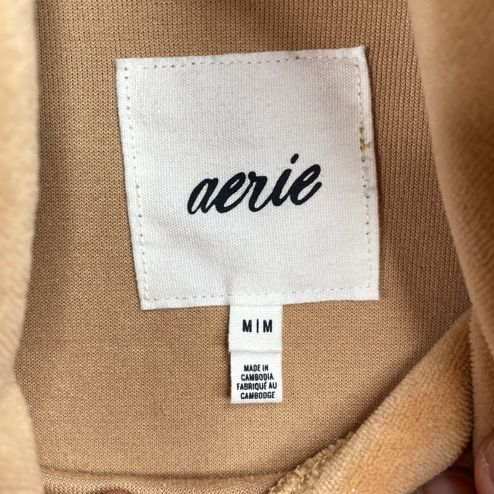 Vintage Aerie Hoodie M Brown Tan Velour Velvet Pullover Oversized 90s Womens Sweatshirt Winter Fall Spring Large Hoodie Size M / US 6-8 / IT 42-44 - 4 Thumbnail