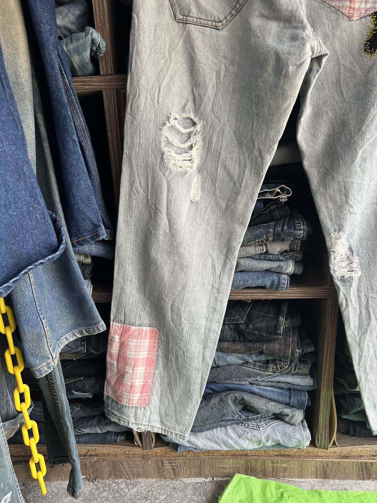 Japanese Brand 🔥Cantwo Patchwork Distressed Denim Size US 31 - 10 Thumbnail