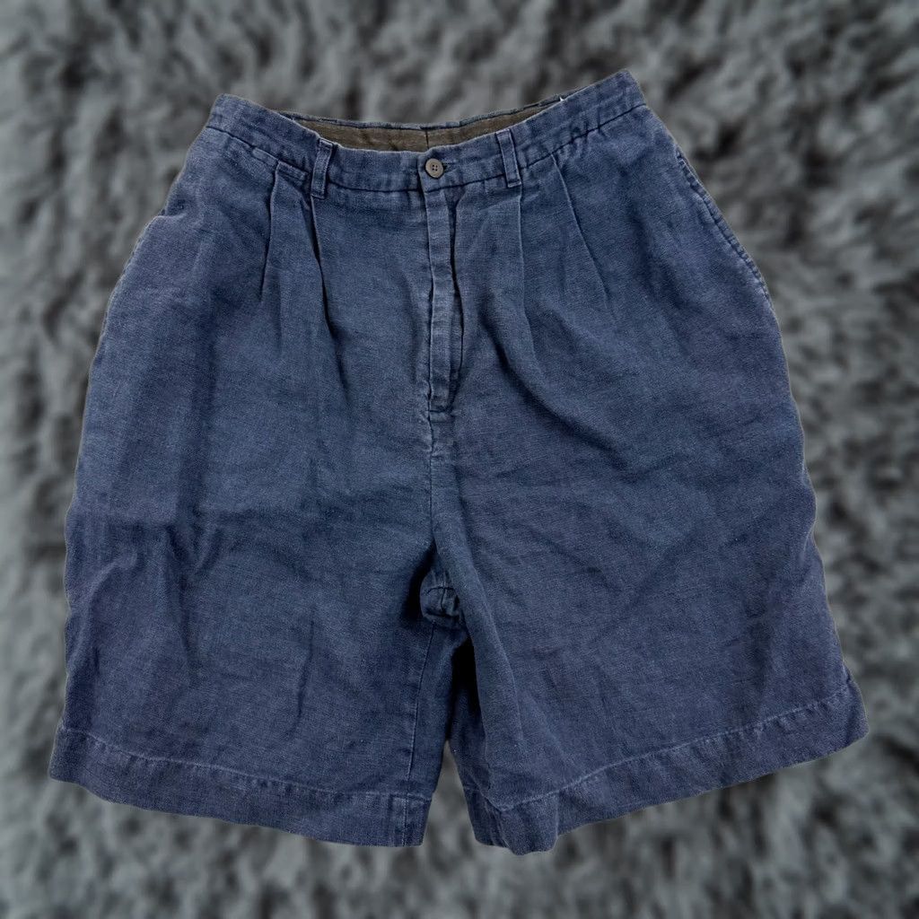 Lands' End VINTAGE Lands' End Shorts Womens 6 Blue Linen High Rise Bermuda Boho Casual 8" Classic 80s 90s USA Mens Women Girls Boys Size 28" / US 6 / IT 42 - 1 Thumbnail