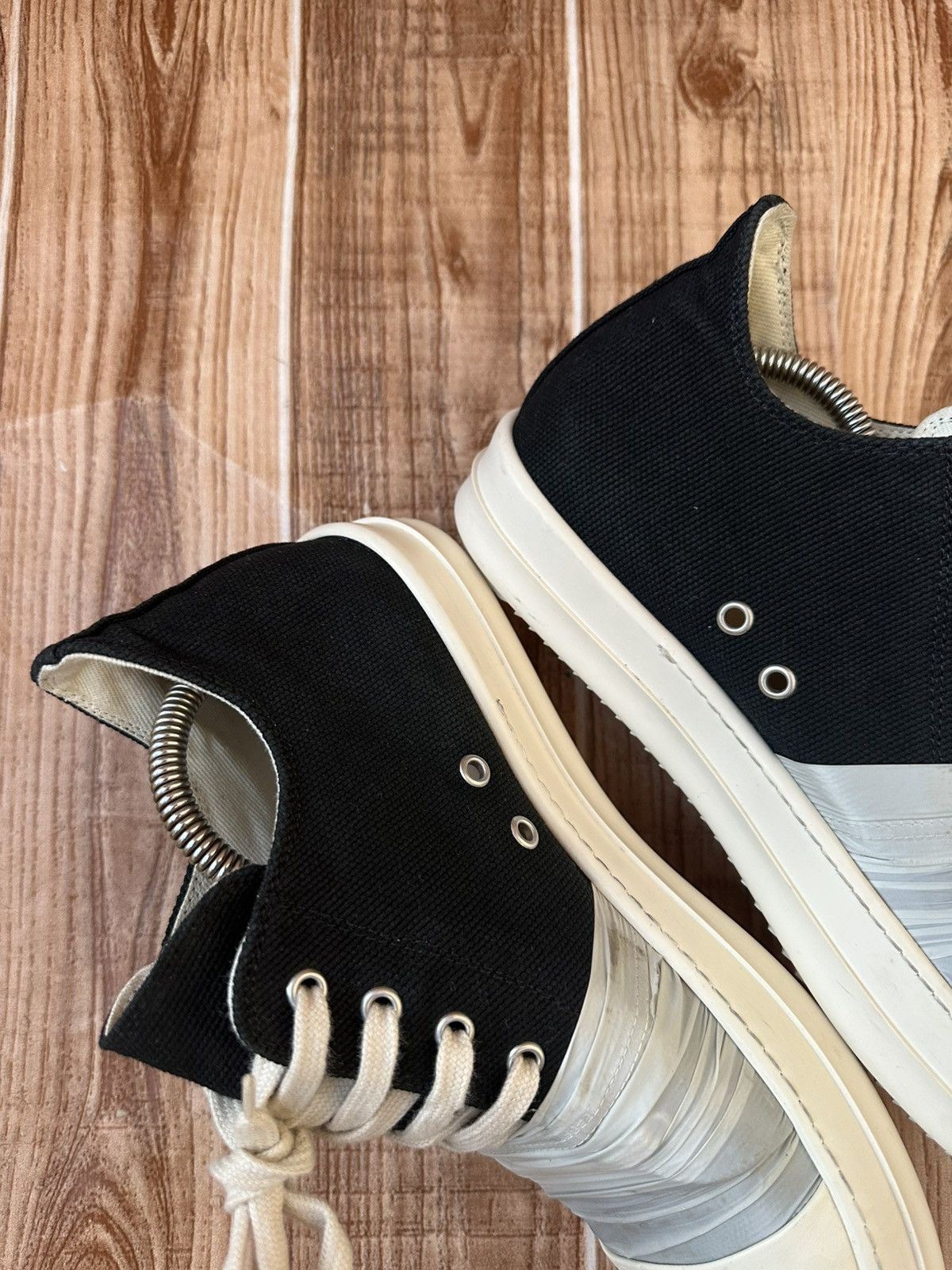 Rick Owens Drkshdw Rick Owens Hustler Wrapped Ramones Black Milk Lowtops Size US 8.5 / EU 41-42 - 8 Thumbnail