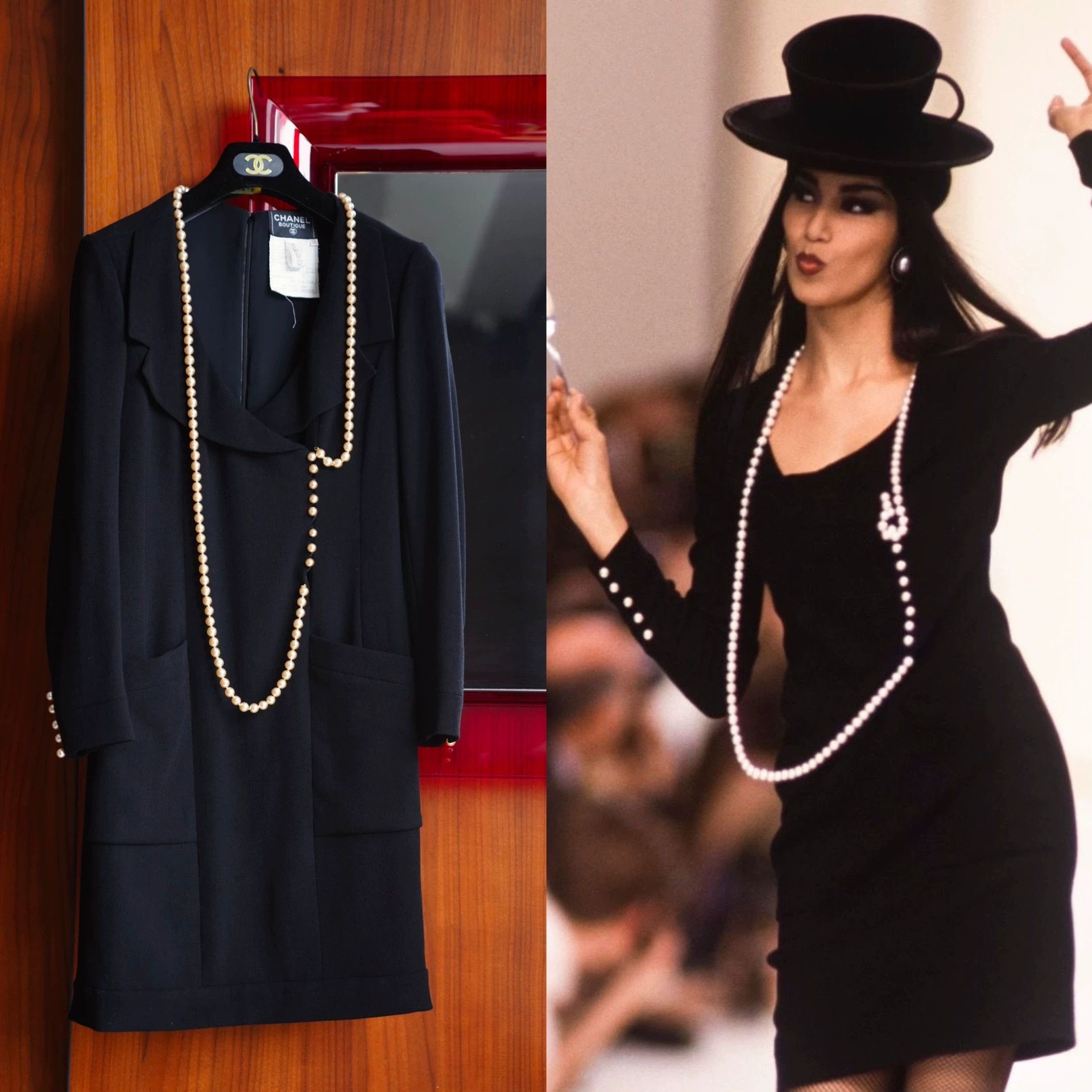 Chanel Chanel 1991 FW Wool Pearl Suit Collar Knee-Length Dress S-M Size S / US 4 / IT 40 - 2 Thumbnail