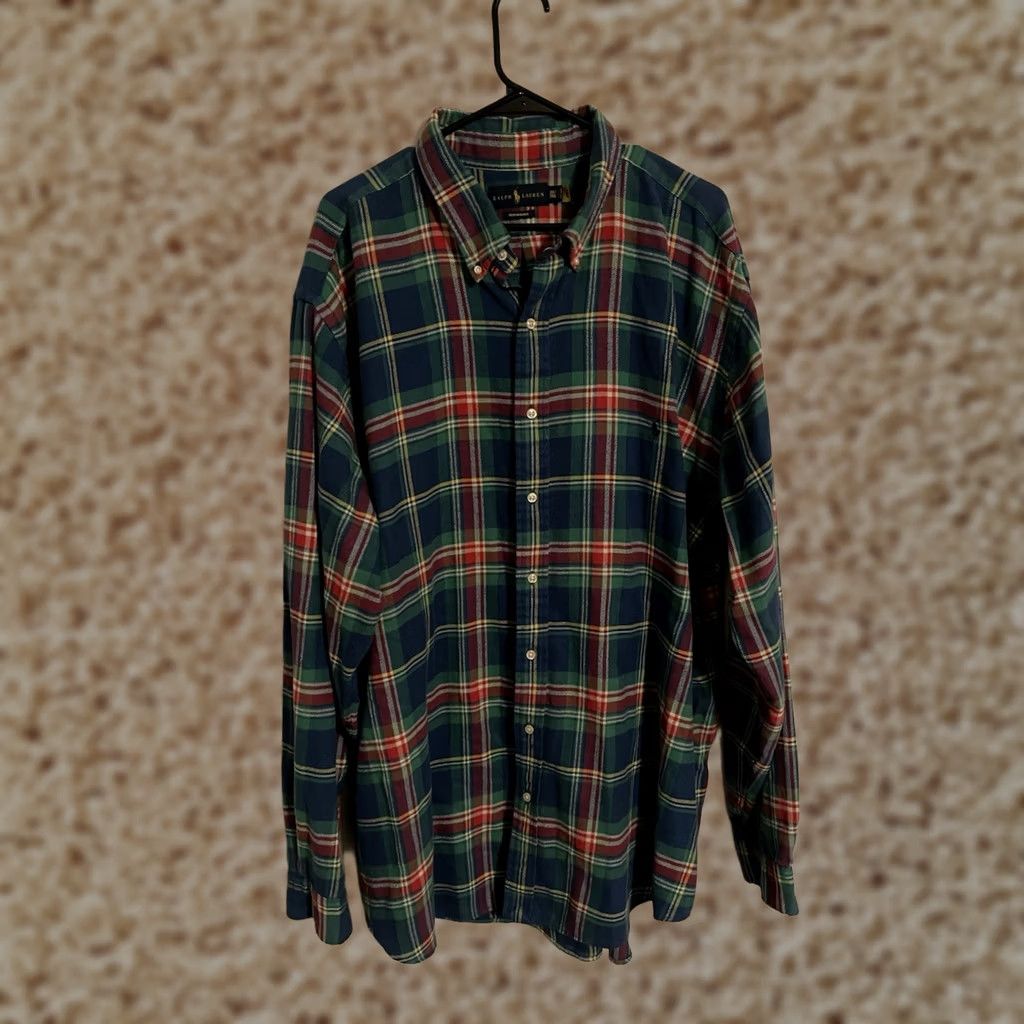 Polo Ralph Lauren Polo Ralph Lauren Performance Plaid L/S Flannel Shirt - Men's Big/Tall 3XLT Size US XXL / EU 58 / 5 - 1 Thumbnail