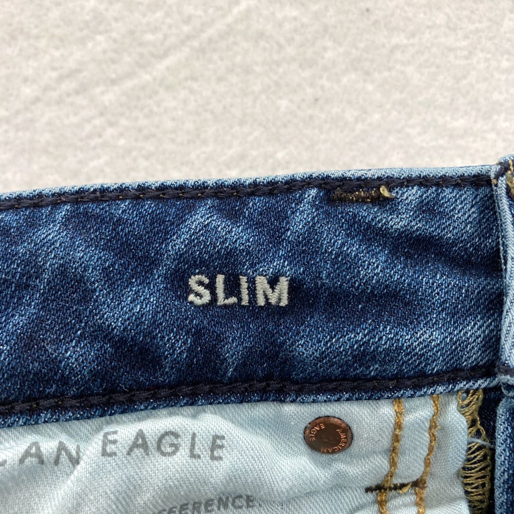 American Eagle Outfitters American Eagle Outfitters Jeans Mens 28x32 Skinny Medium Blue Stretch Denim Pant Distressed Size US 28 / EU 44 - 6 Thumbnail