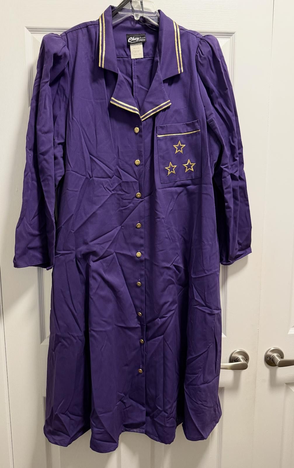 Designer Vintage Chez California by Tandy Purple Star Dress Size 42" / US 20 - 6 Thumbnail