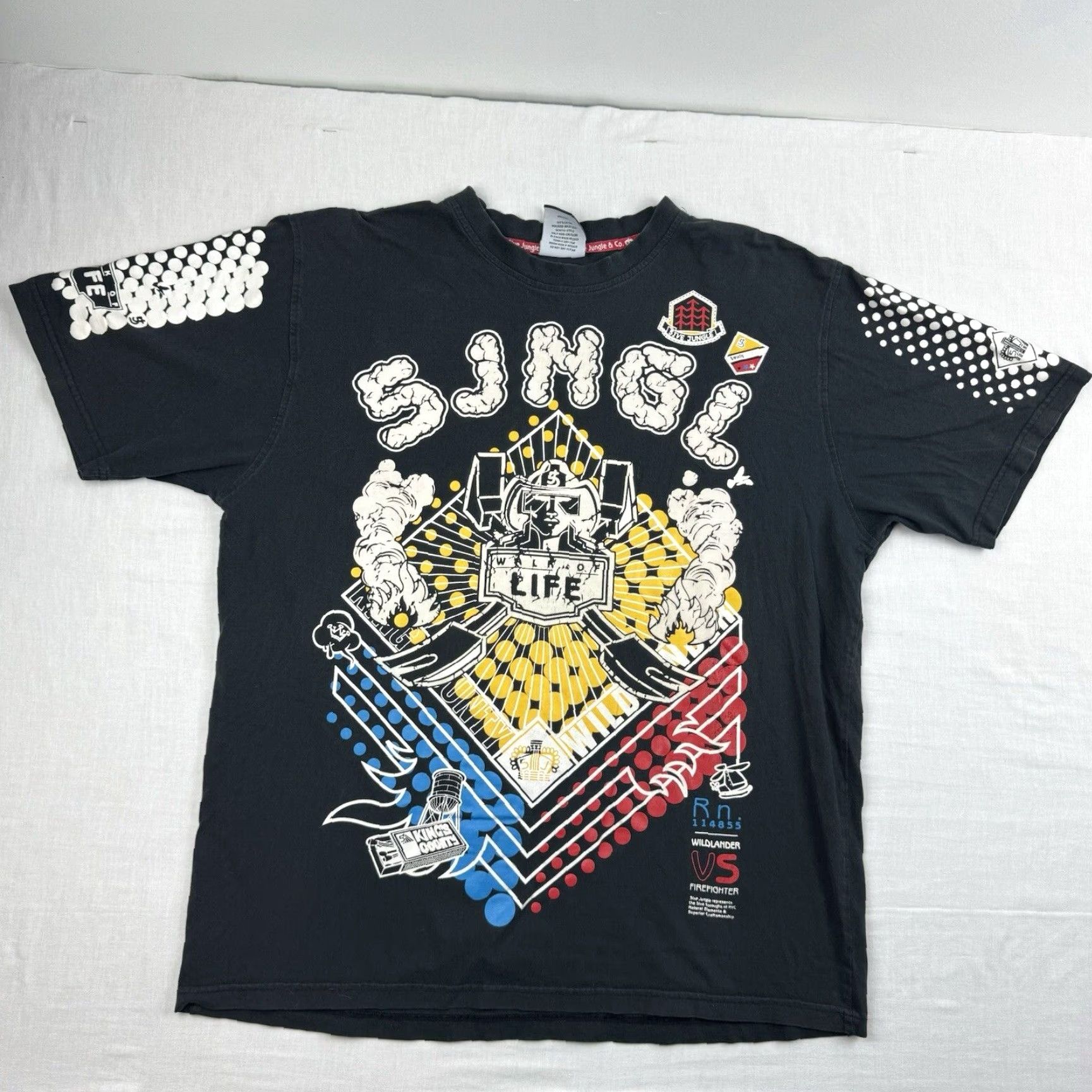 Vintage VINTAGE 5IVE JUNGLE T SHIRT Adult 2XL Black Hip Hop Hipster Punk Skater Y2K Relaxed Crew Neck Short Sleeve Mens Size US XXL / EU 58 / 5 - 7 Thumbnail