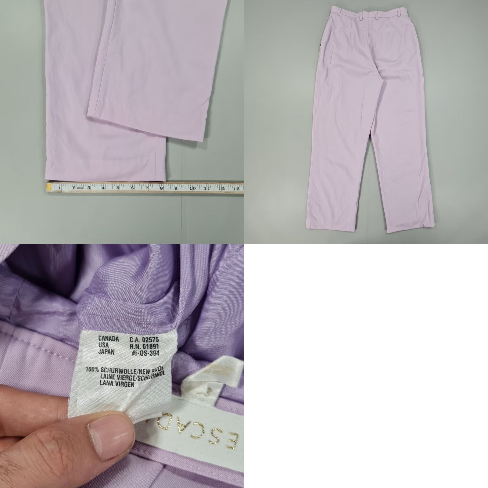 Escada ESCADA Womens Trousers Purple 38 Wool Straight Leg Career Pants Pleated High Rise Regular Dress Pants Mens Womens Girls Boys Size 26" / US 2 / IT 38 - 8 Thumbnail