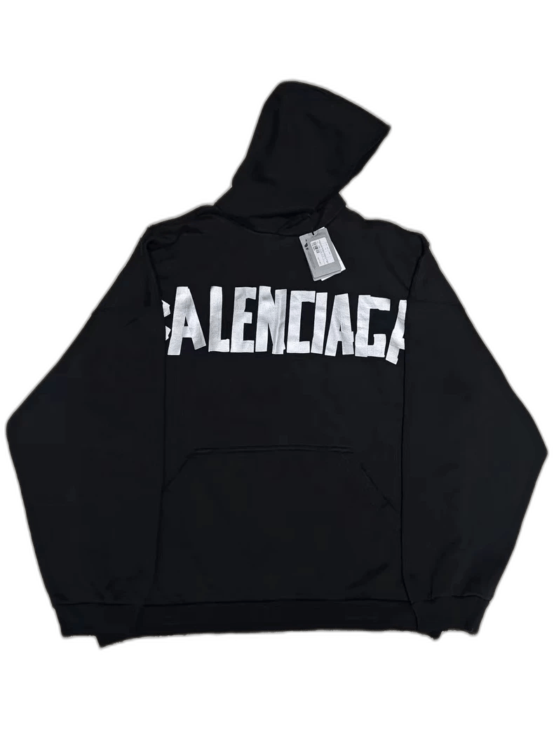 Balenciaga Balenciaga 24Fw Silver tape letter hoodie-zp