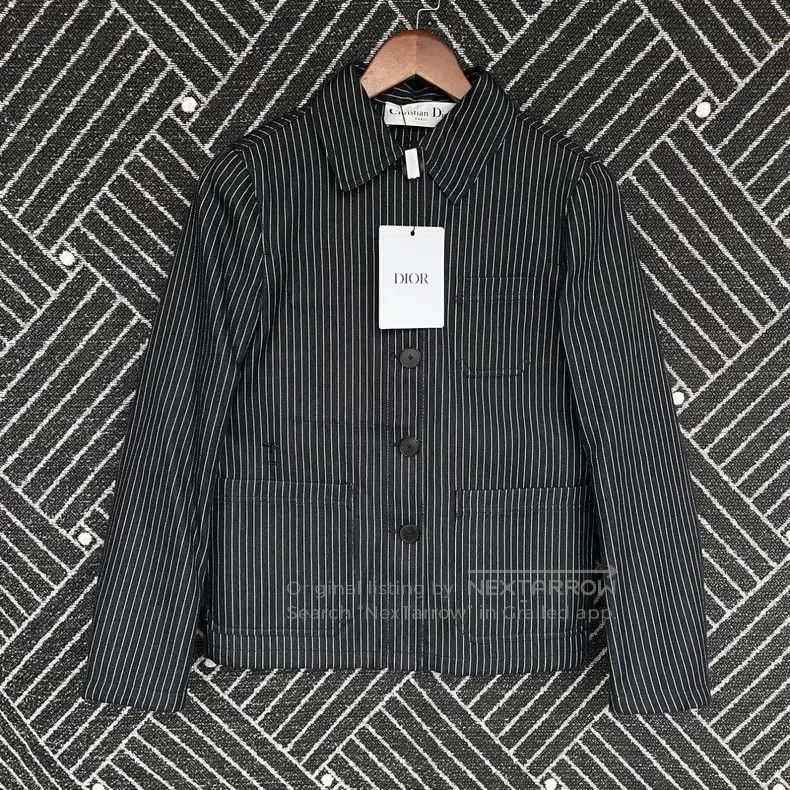 Dior Dior Classic little bee embroidered dark blue striped jack Size S / US 4 / IT 40 - 1 Thumbnail