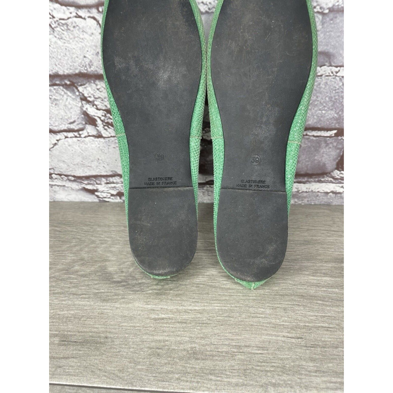 Other London Sole Green Leather Animal Print FRANCE Ballet Flats W Size US 8.5 / IT 38.5 - 23 Thumbnail