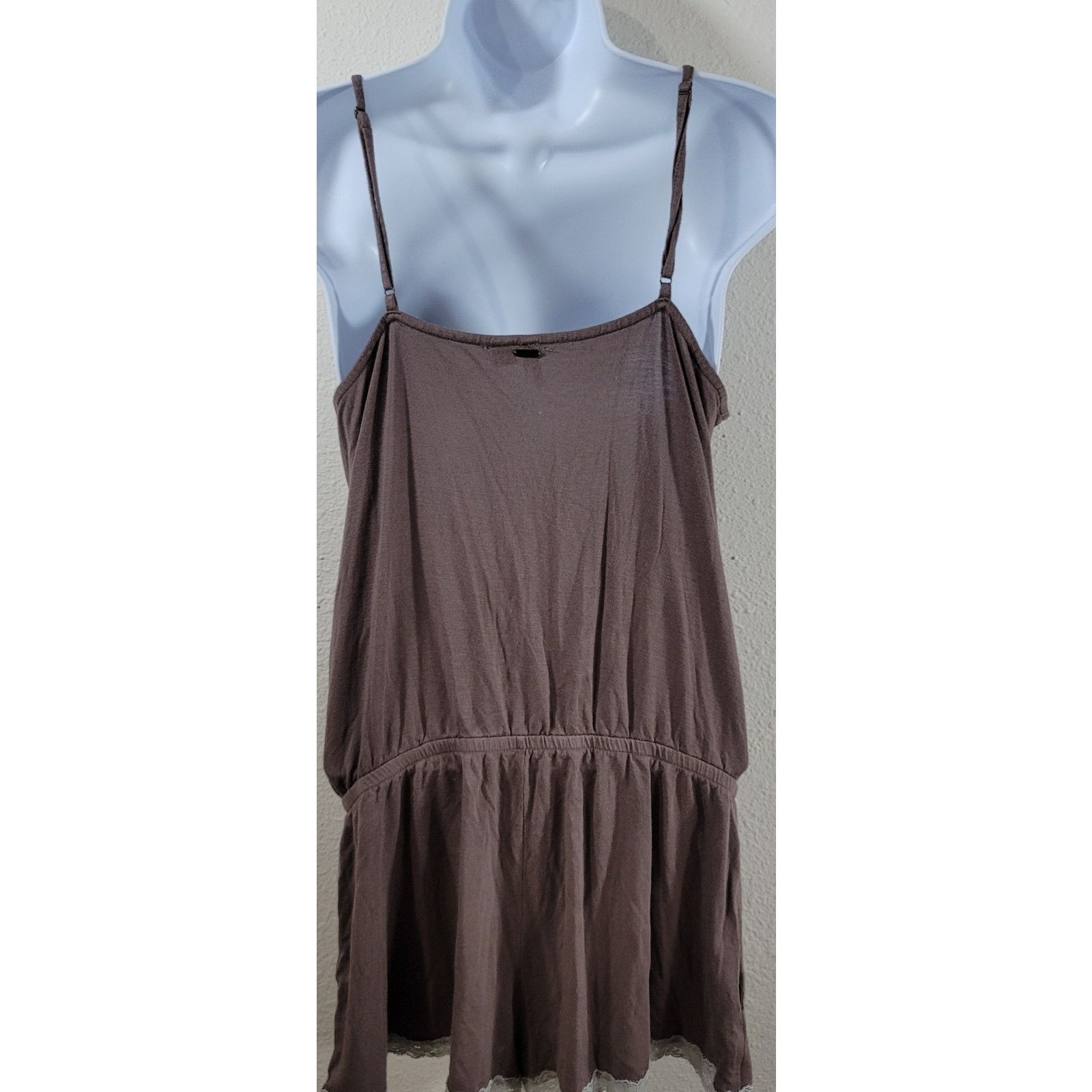 Other Kensie Brown Button Front Spaghetti Strap Romper Sleepwear M Size 30" / US 8 / IT 44 - 2 Thumbnail
