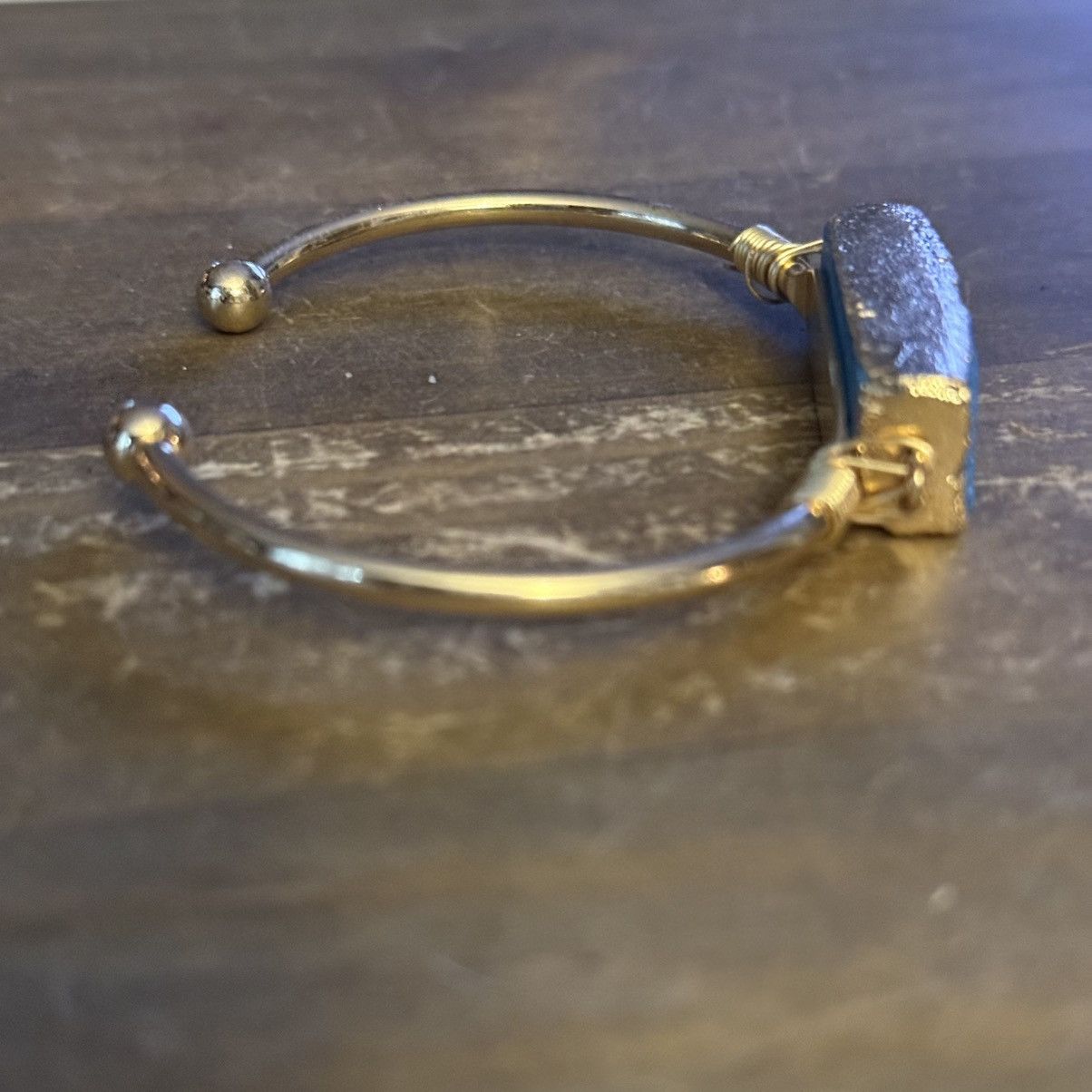 Other Gold tone blue druzy cuff bangle bracelet Size ONE SIZE - 5 Thumbnail
