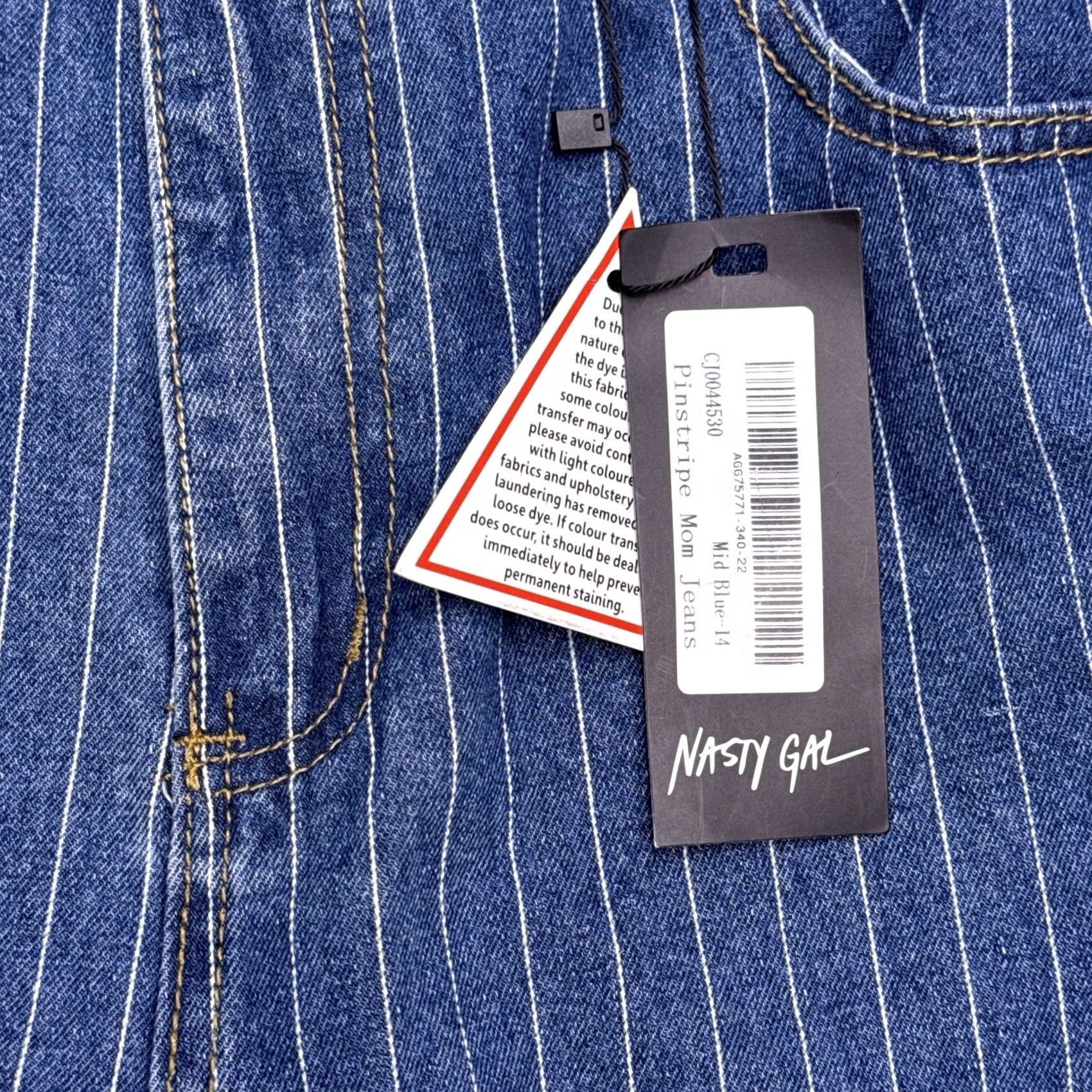 Nasty Gal Nasty Gal Jeans 14 Blue High Rise Pinstripe Mom New Size 36" / US 14 / IT 50 - 4 Thumbnail