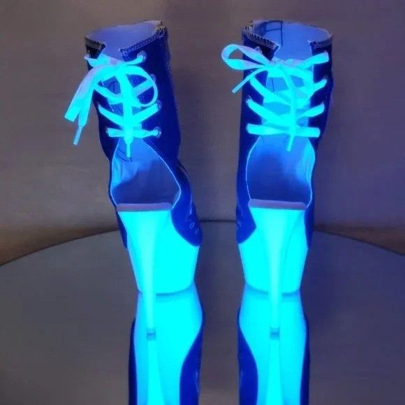 Other Size 8 Posh Denim White UV Platform High Heel Ankle Boots De Size US 8 / IT 38 - 2 Thumbnail