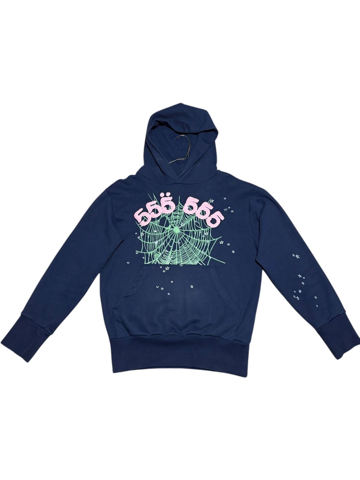 Sp5der Sp5der Angel Number OG Web Hoodie SPIDER Blue Pink green 
