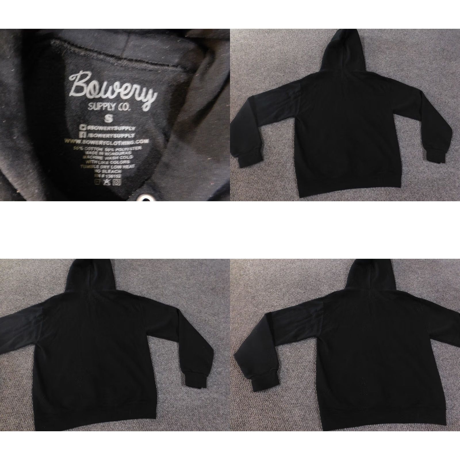 Vintage bowery supply co Hoodie Mens Small Black Zip Pullover Skeleton Peace Logo American Knit Cotton Regular pullover style Size US S / EU 44-46 / 1 - 8 Thumbnail