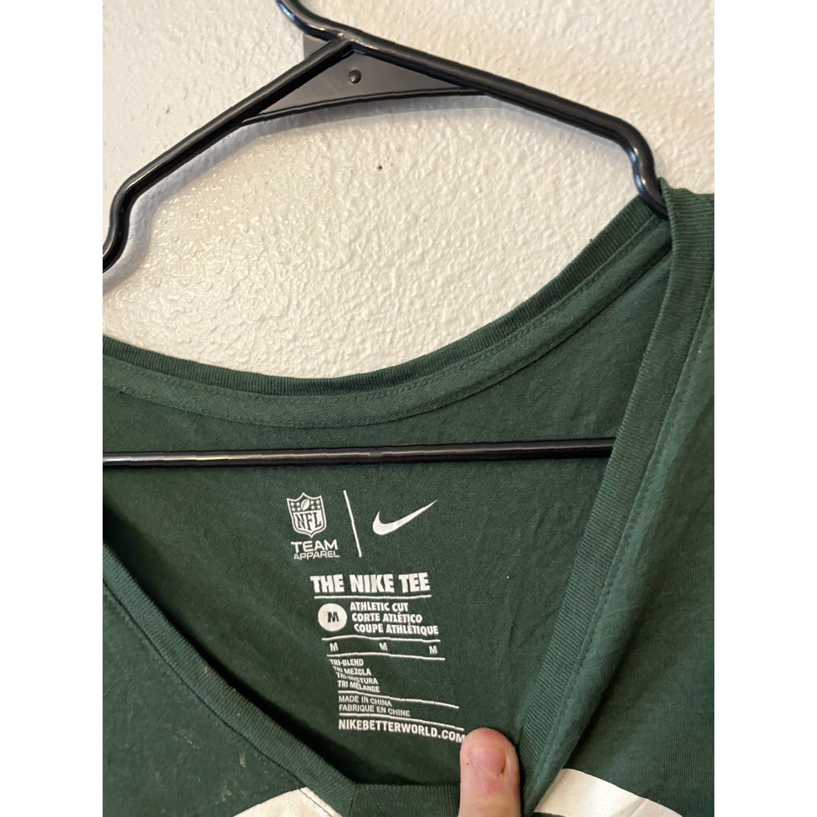 Nike Nike Women's T-Shirt M Green New York Jets Logo Wrap Tri-Blend V-Neck Long Sleeve Womens Size M / US 6-8 / IT 42-44 - 2 Thumbnail