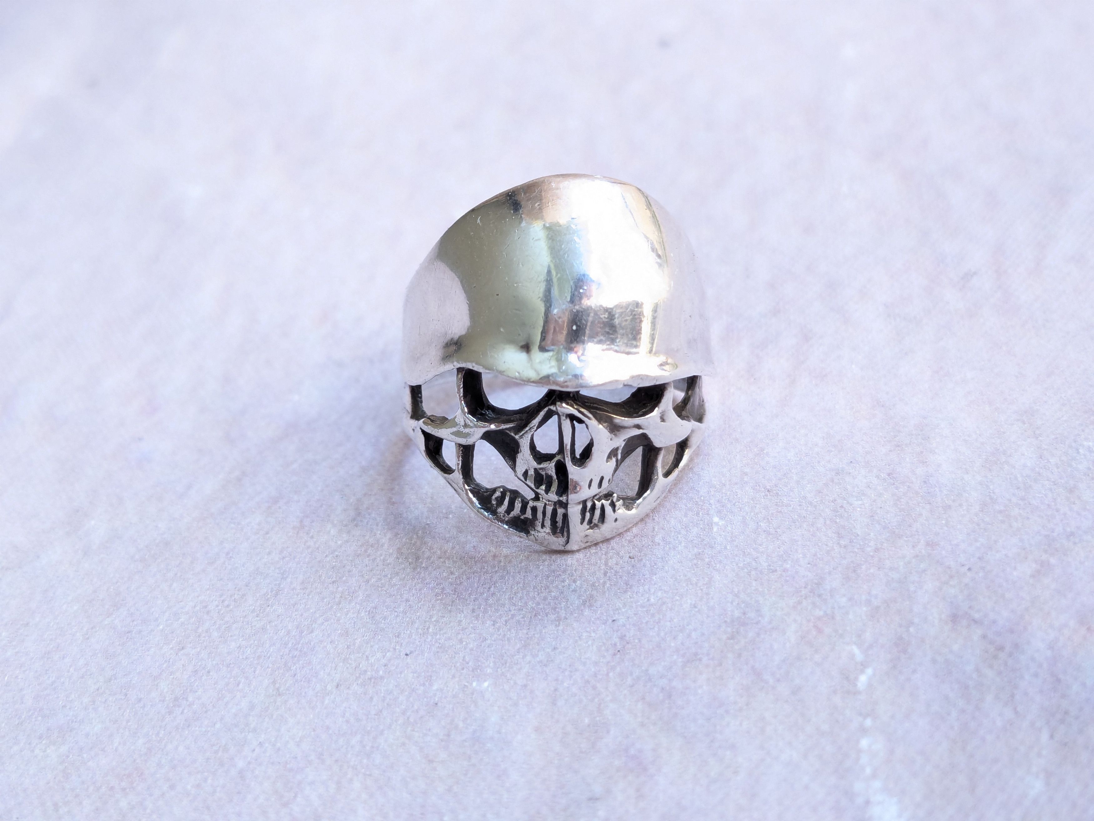 Jewelry Sterling Silver Skull Ring Biker Helmet 9.5 Punk Size ONE SIZE - 3 Thumbnail