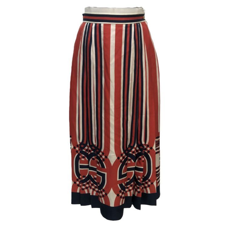 Gucci Gucci Striped Silk Midi Skirt Size 38 Size 26" / US 2 / IT 38 - 1 Thumbnail