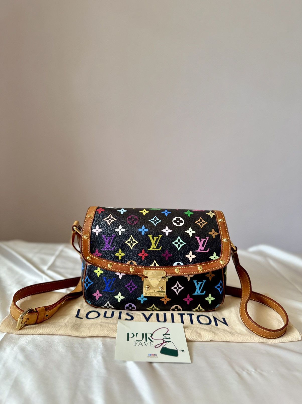 Louis Vuitton Takashi Murakami Vintage LOUIS VUITTON Black Monogram Multicolor Sologne Crossbody Grailed