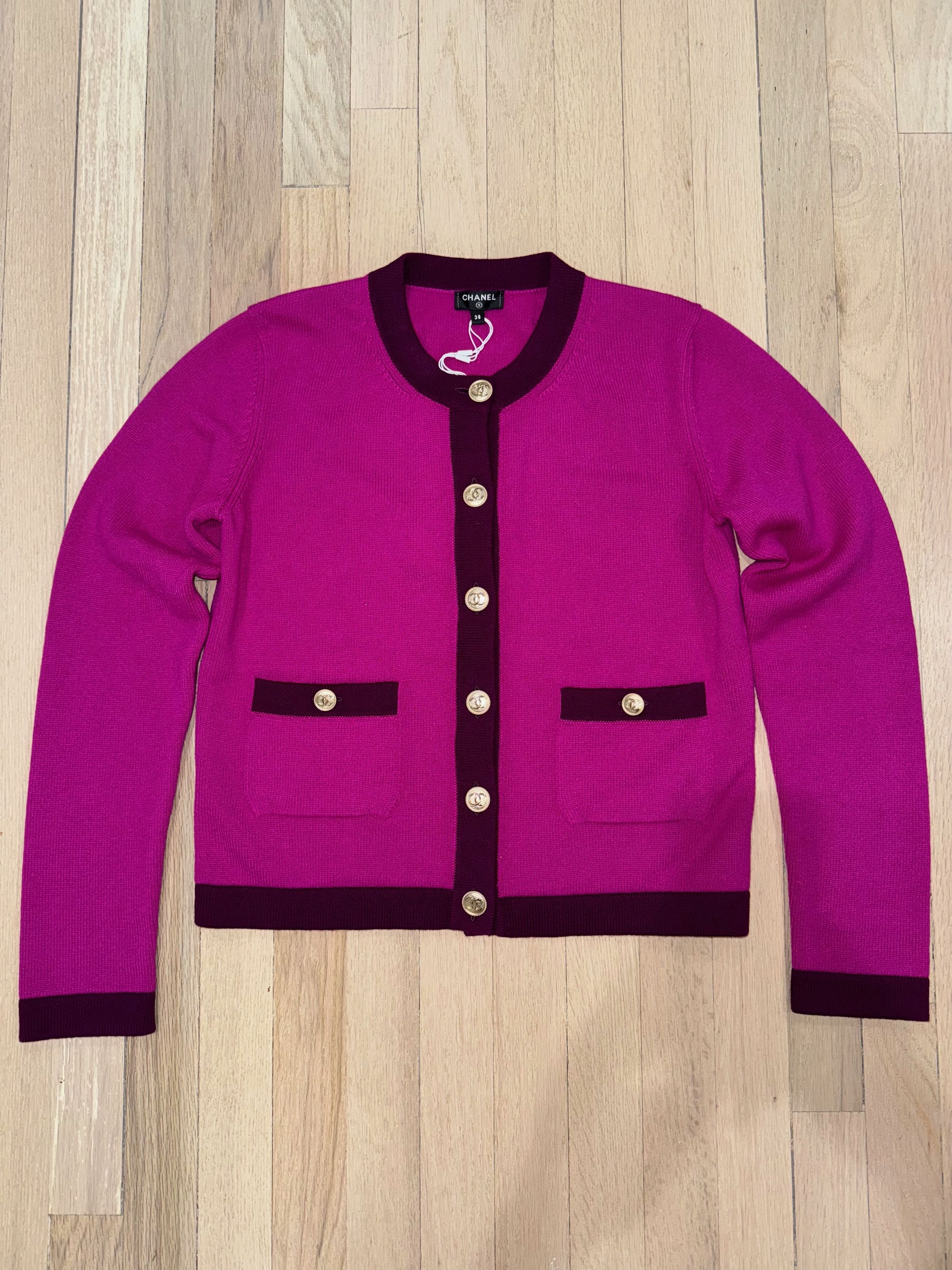 Chanel pink sweater sale