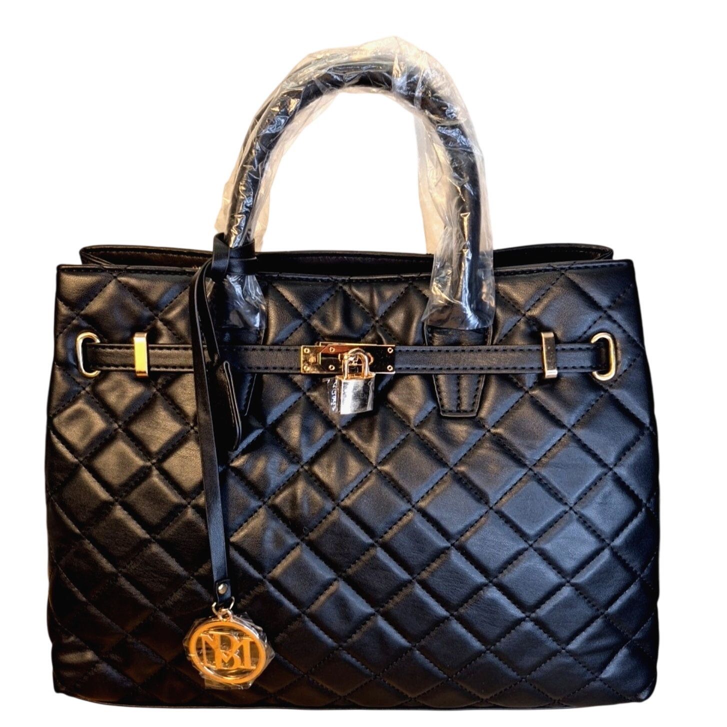 Badgley Mischka Badgley Mischka Studio Black Quilted Vegan Leather Handbag Size ONE SIZE - 8 Thumbnail