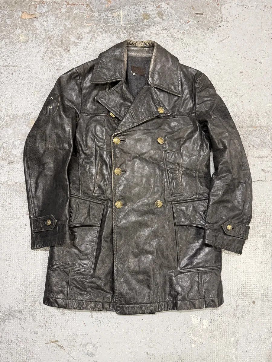 Dolce & Gabbana 2000s Dolce & Gabbana Peacoat Officer Brut Black Leather Jacket Size US M / EU 48-50 / 2 - 1 Thumbnail