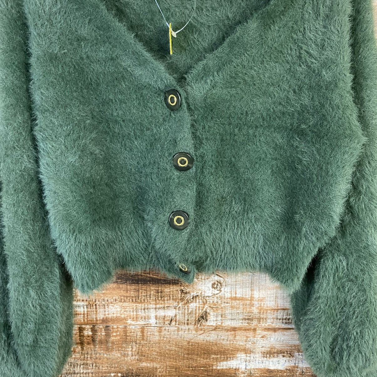 Homespun Knitwear × Japanese Brand DL Dazzlin Cardigan fur shaggy crop top Knitwear #C1113 Size XS / US 0-2 / IT 36-38 - 6 Thumbnail