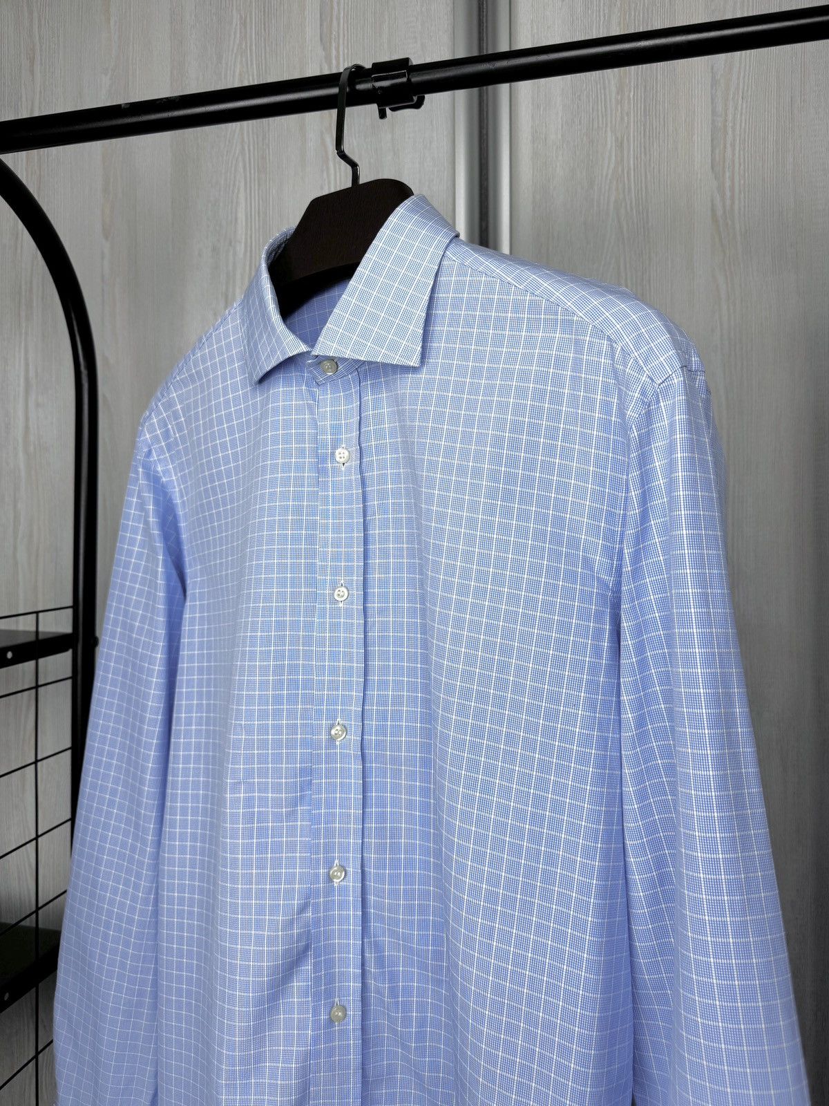Boggi Boggi Milano 2/100's Blue Check Long Sleeve Dress Shirt 42 Size 42R - 4 Thumbnail