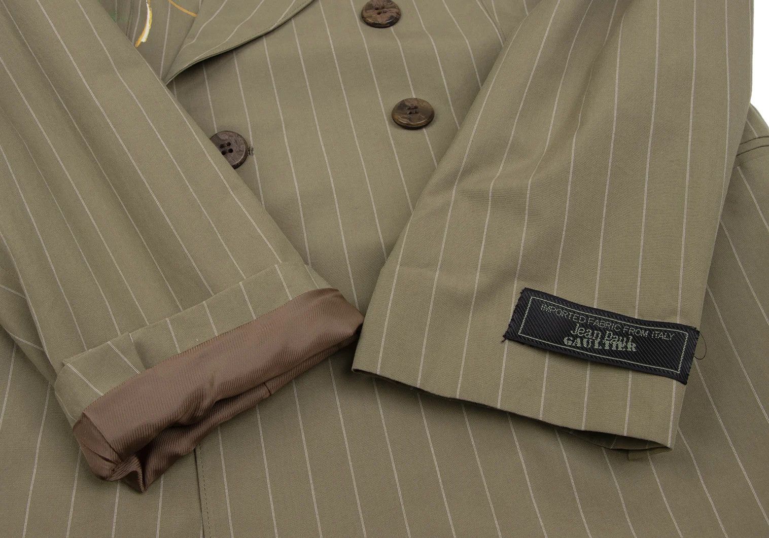 Jean Paul Gaultier Cotton Flower Print Stripe Set Up in Beige, Size 48 Size US M / EU 48-50 / 2 - 7 Thumbnail