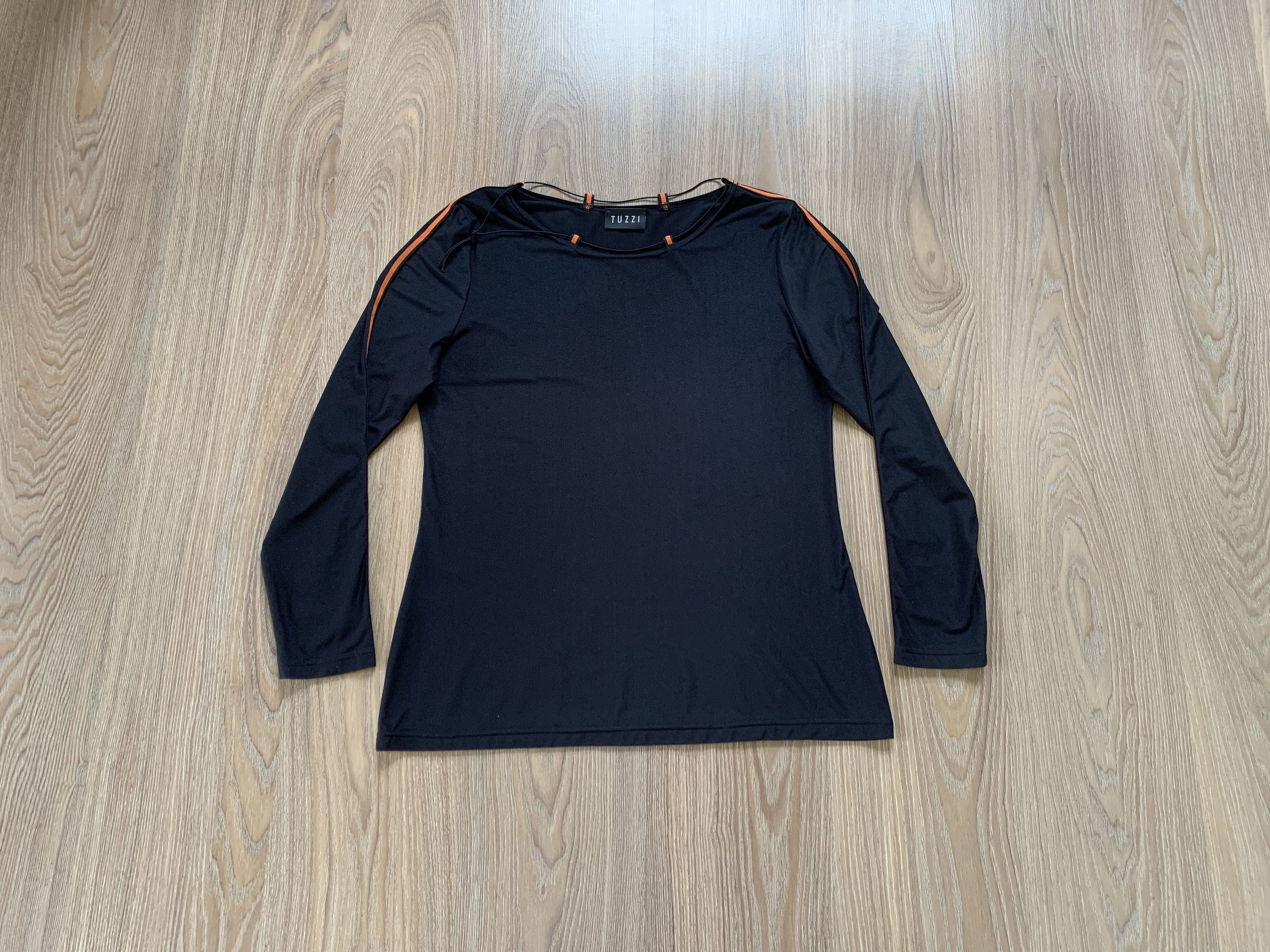 Designer Tuzzi Lace Black Long Sleeve T Shirt Size L / US 10 / IT 46 - 1 Thumbnail