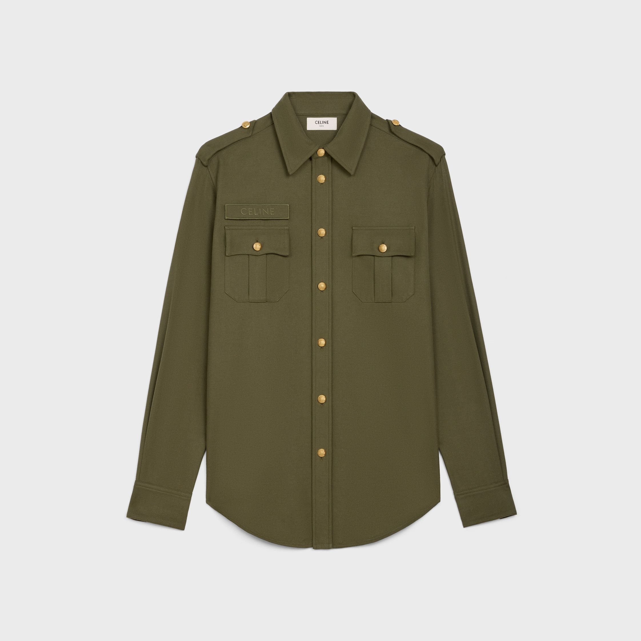 Celine MILITARY SHIRT IN LIGHTWEIGHT COTTON TWILL khaki Size US L / EU 52-54 / 3 - 1 Thumbnail