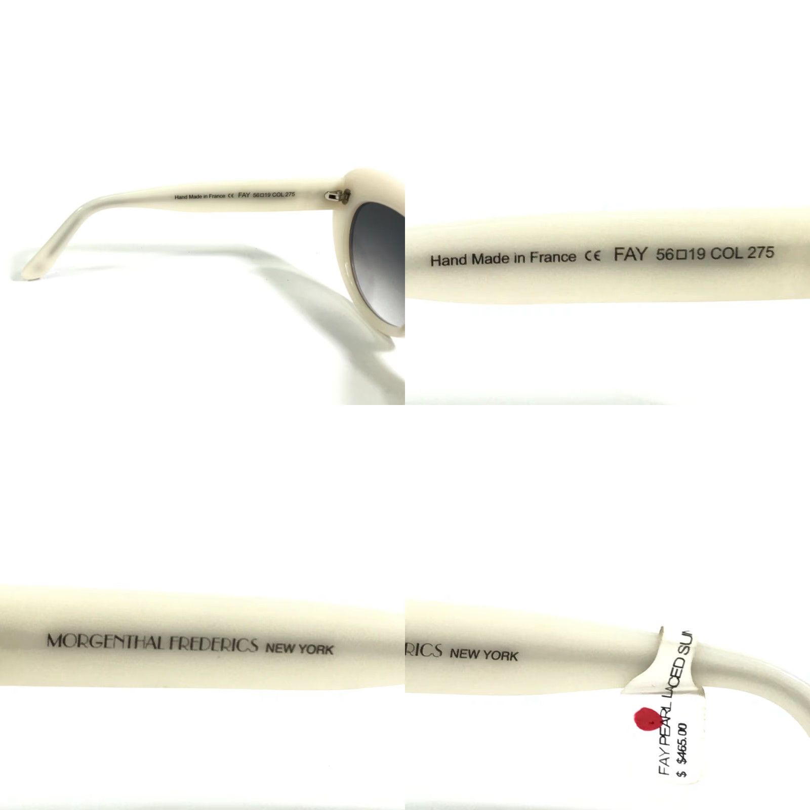 VINTAGE Morgenthal Frederics Cat Eye Sunglasses Women Adult Medium White Oversized Blue Gradient Lenses 90s