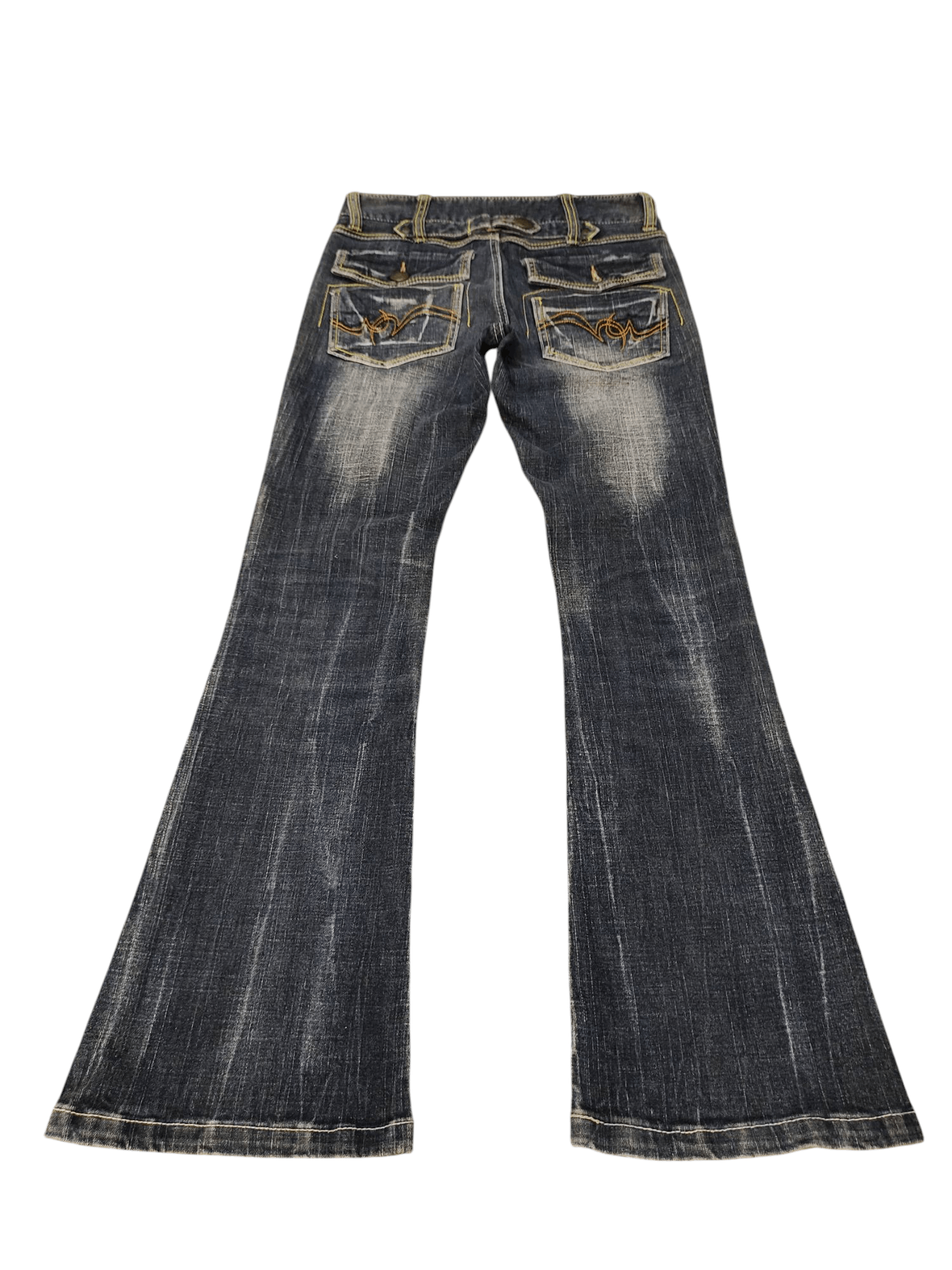 Tornado Mart Flare Jeans Chow Tribal Clawmark Denim Bootcut Low Rise Size US 28 / EU 44 - 3 Thumbnail