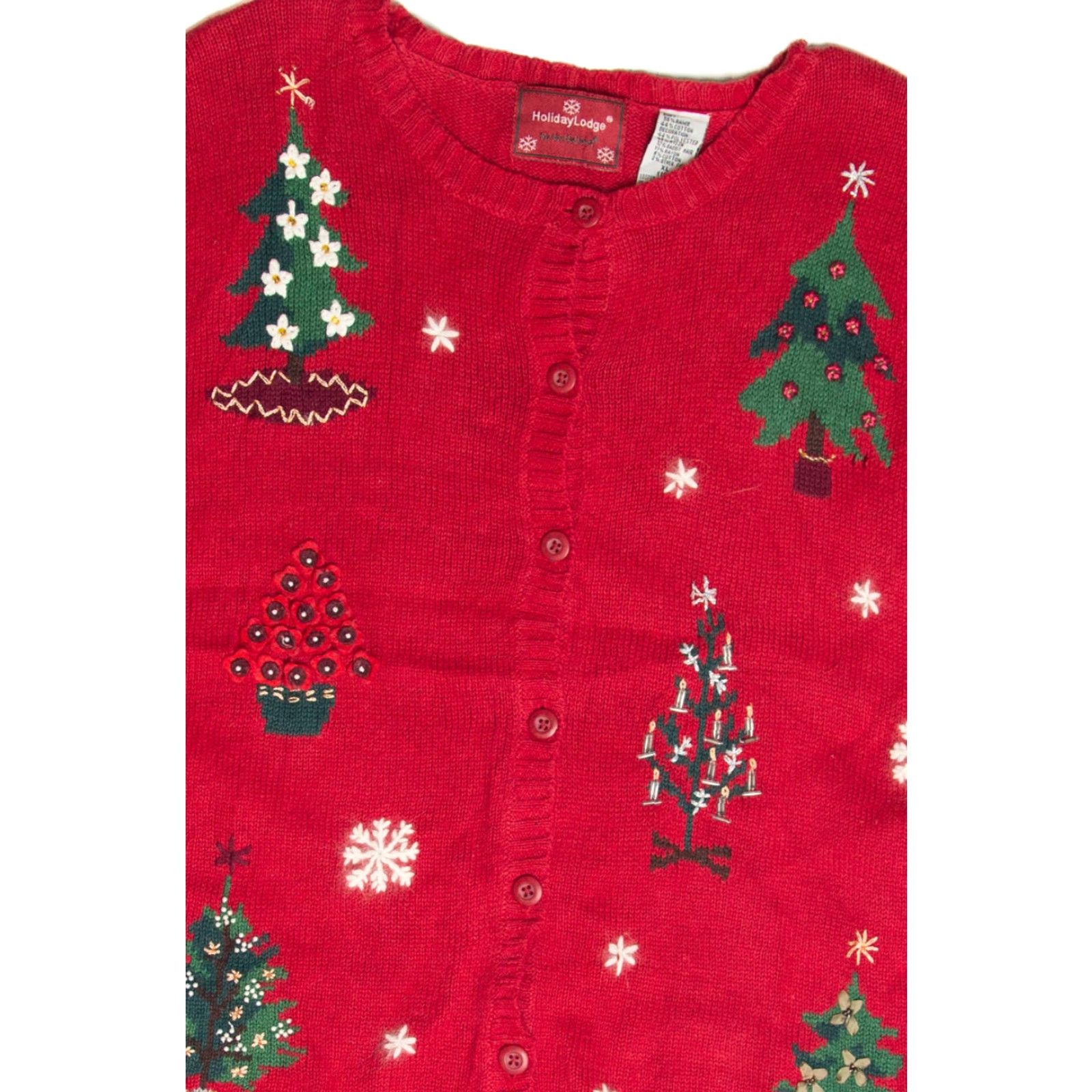 Vintage VINTAGE Holiday Lodge Red Ugly Christmas Cardigan X-Large Adult Regular Red Holiday Lodge Cardigan Mens Womens Girls Boys Size XL / US 12-14 / IT 48-50 - 2 Thumbnail