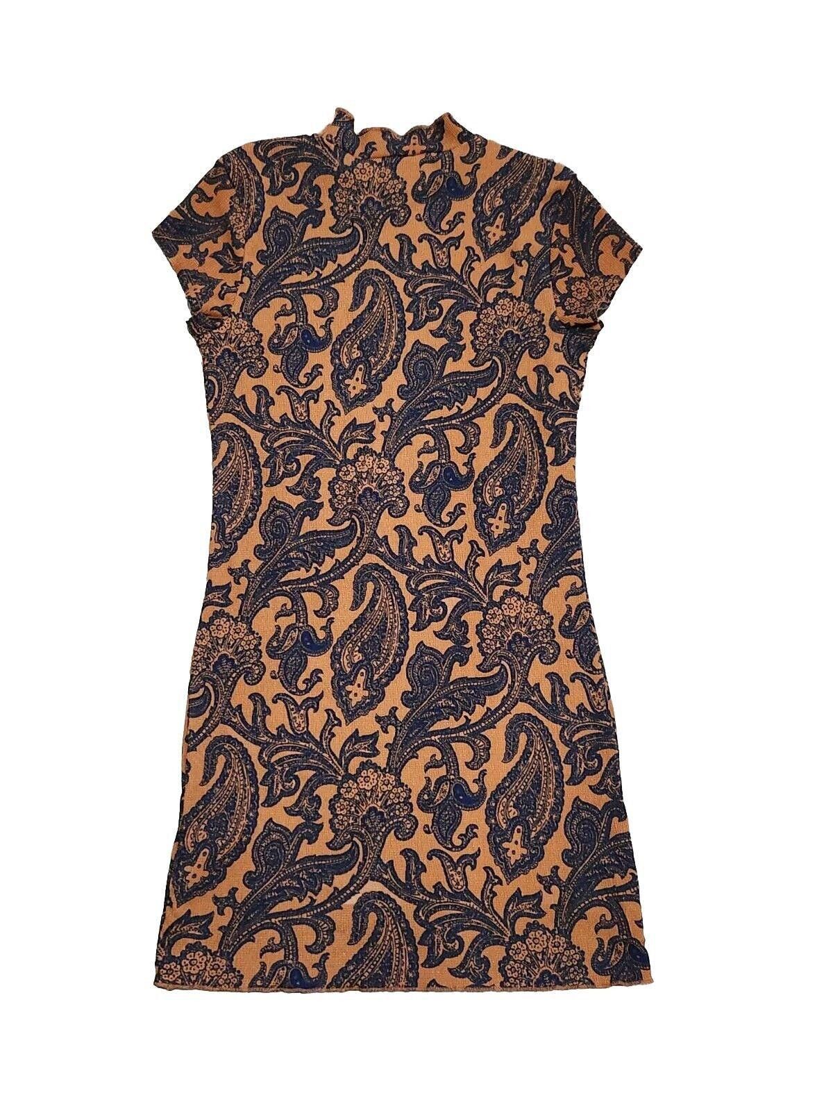 Urban Outfitters Urban Outfitters Dress Orange Blue Bodycon Stretch mock neck Size M / US 6-8 / IT 42-44 - 2 Thumbnail