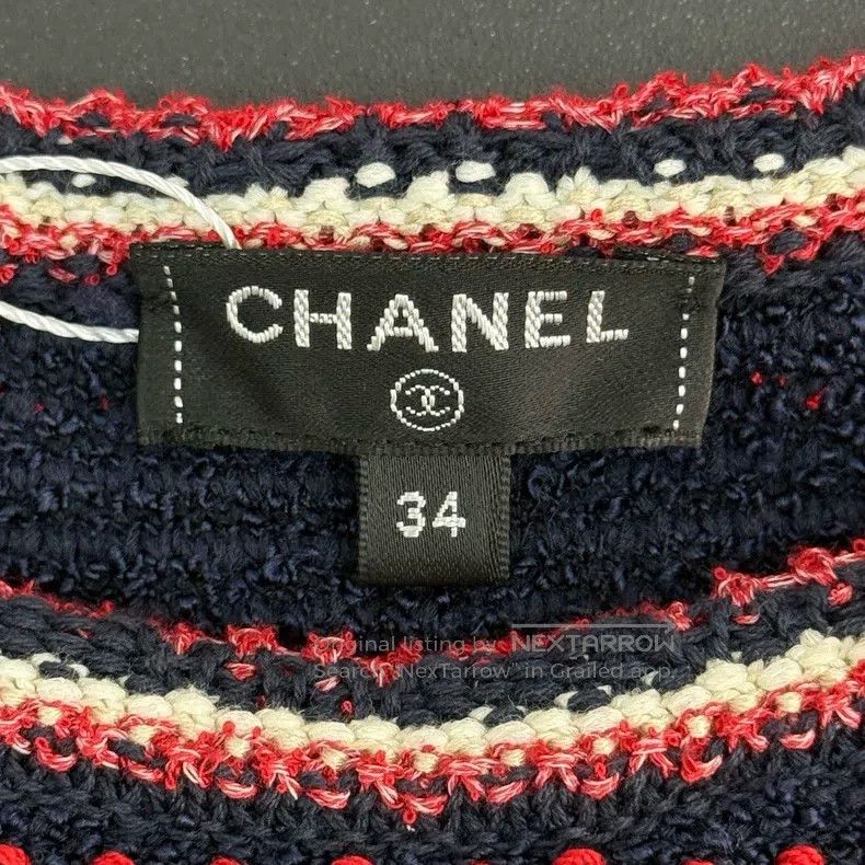 Chanel Chanel Dark blue striped button pattern elastic knitted sh Size XXS / US 00 / IT 34 - 5 Thumbnail