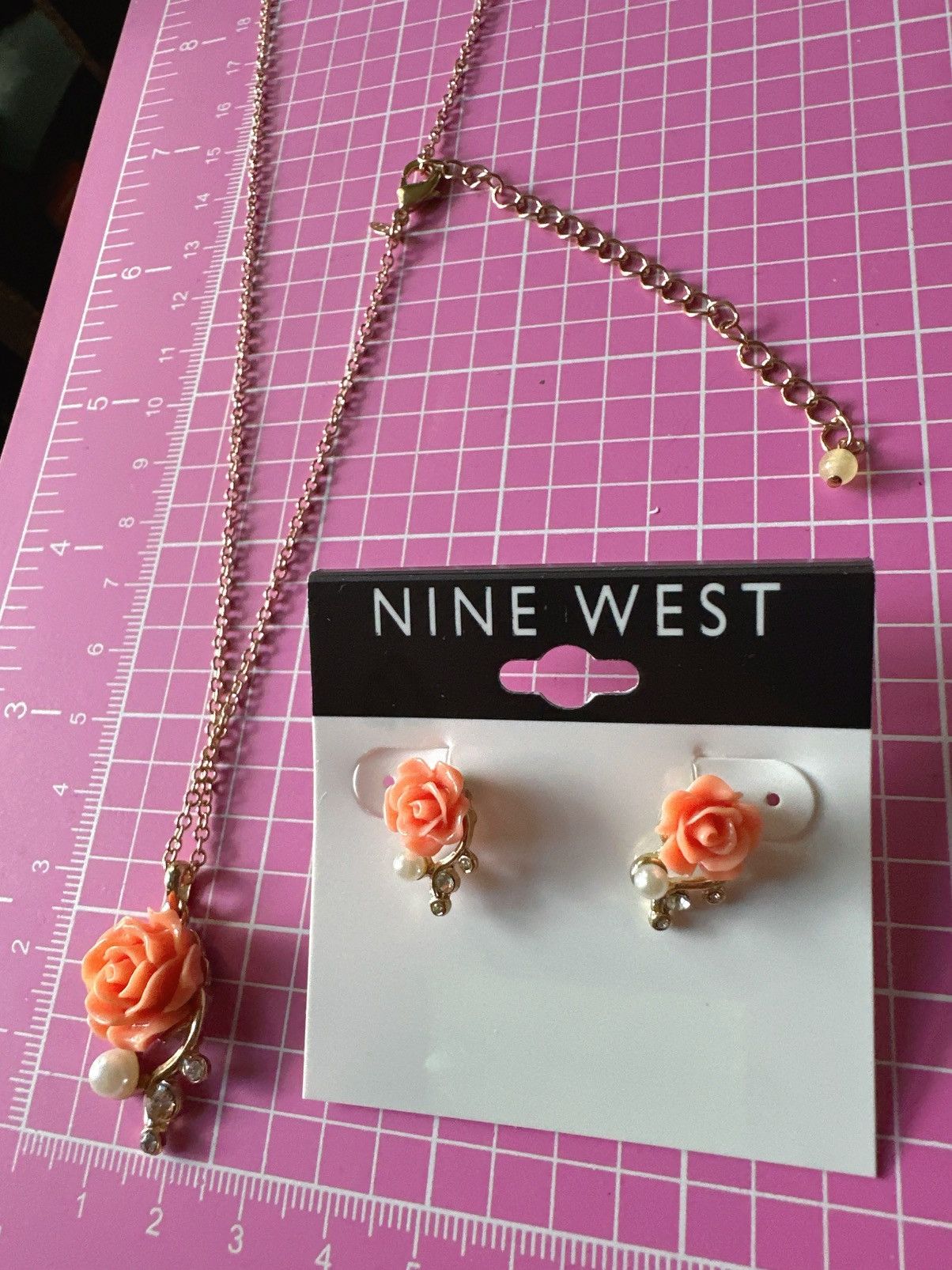 Nine West Nine West 2pc set necklace + earring Flower orange rose Size ONE SIZE - 4 Thumbnail