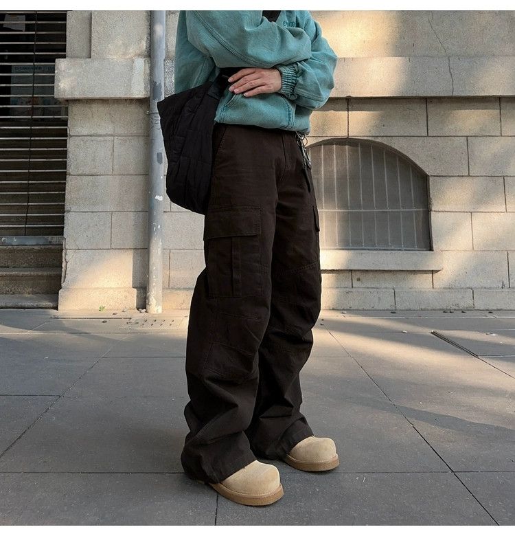 washed faded loose baggy military cargo pants