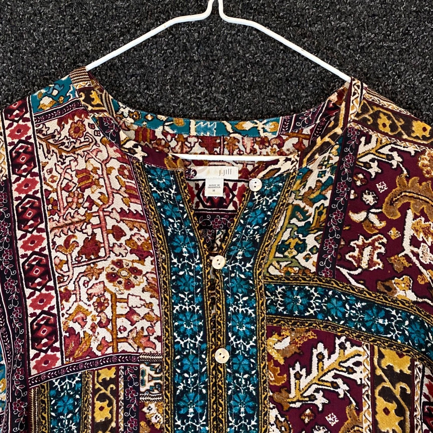 J. Jill J. Jill Shirt Womens Medium Blouse Geometric Tunic Rayon Button Womens M Multicolor Upgrade Size M / US 6-8 / IT 42-44 - 2 Thumbnail
