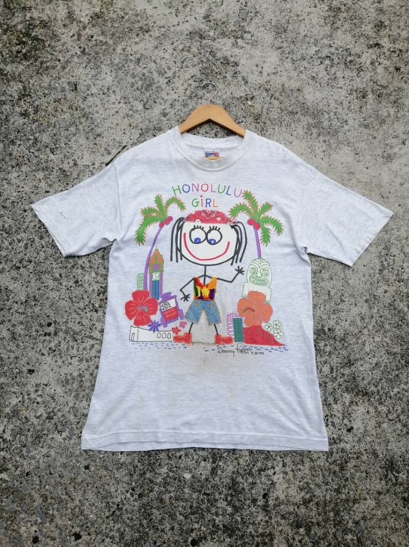 Vintage Vintage 90s Danny First Honolulu Girl Tee Size US M / EU 48-50 / 2 - 1 Thumbnail