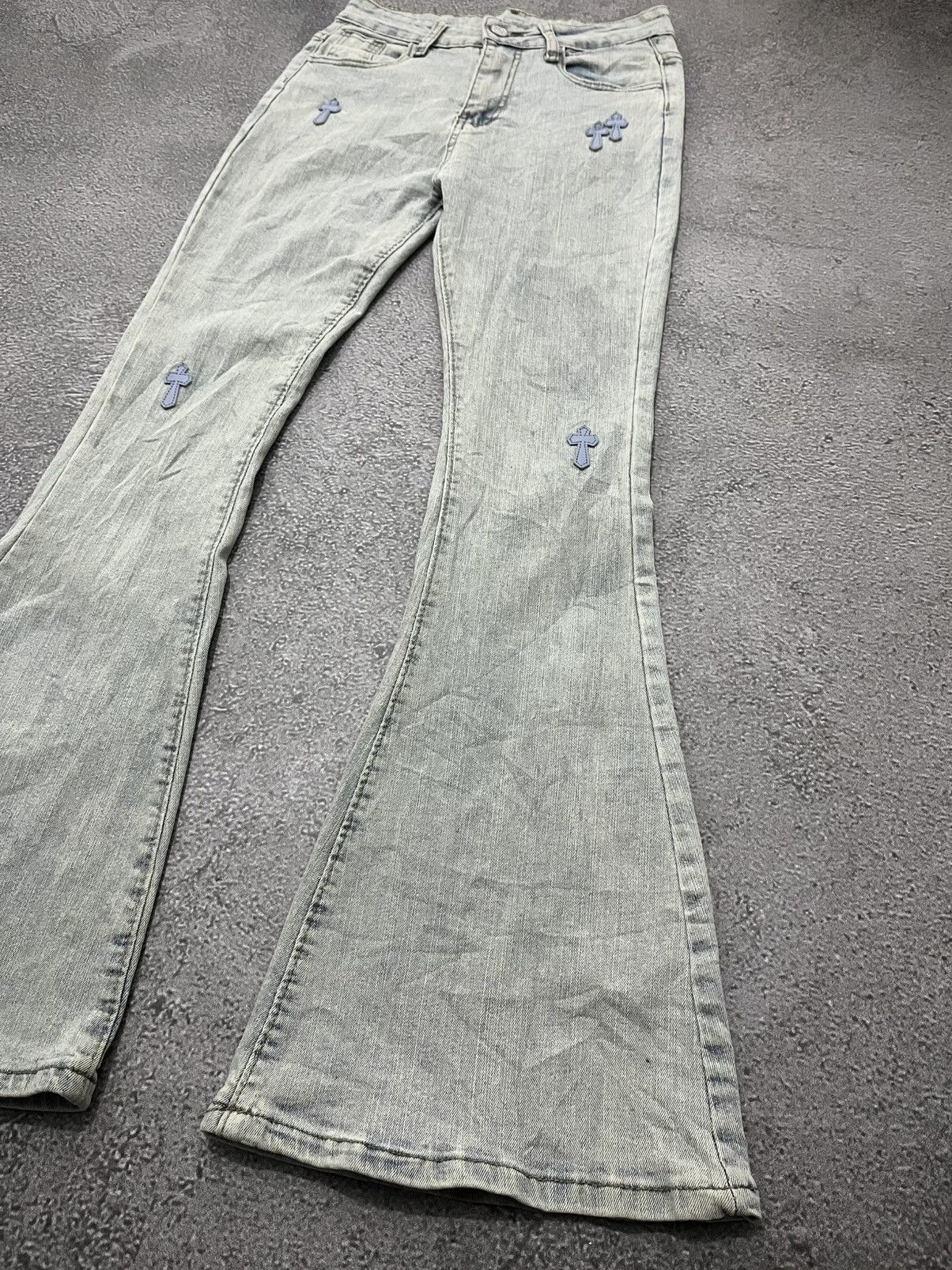 Japanese Brand Vintage Japanese GoldTrans Cross Flare Jeans Ch Goa styl Size 27" / US 4 / IT 40 - 2 Thumbnail