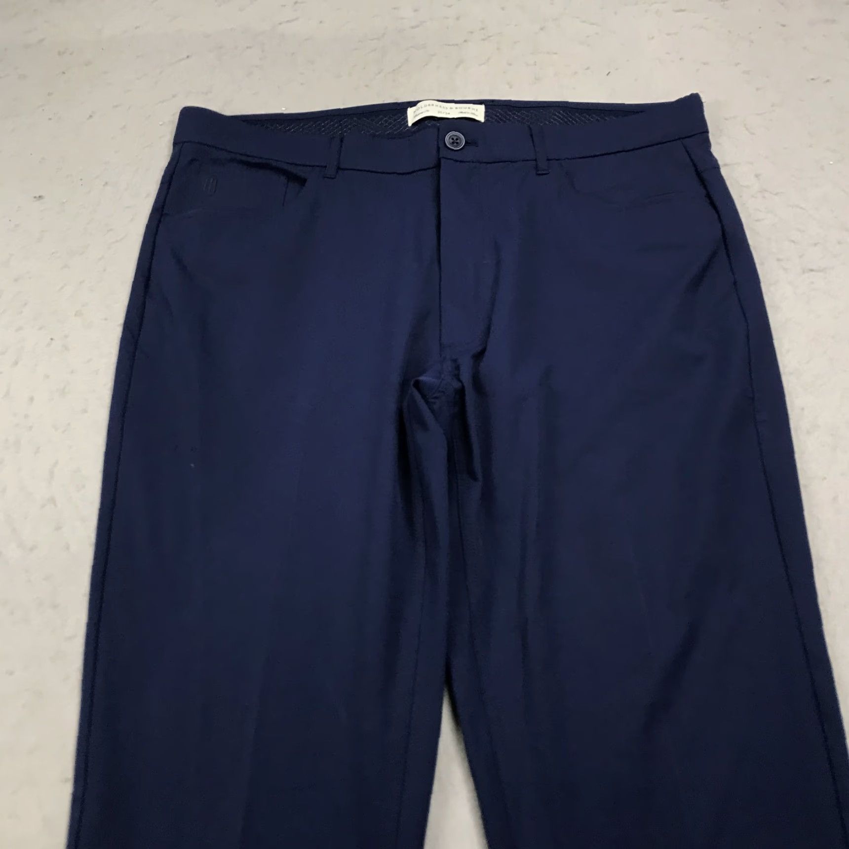 Parker Holderness & Bourne Mens Pants Casual Chino 36x25 Navy Blue Regular Flat Front Zip Pockets Logo Size US 36 / EU 52 - 2 Thumbnail