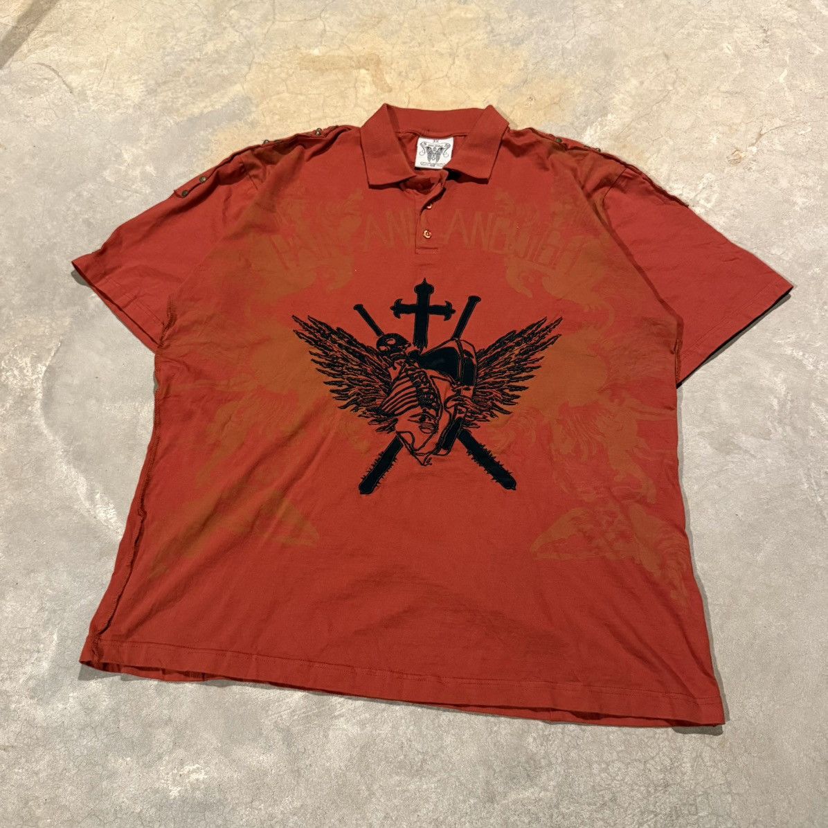 Vintage Vtg 2000s Blac Label Polo Shirt Affliction Y2K Grunge ERD Size US XXL / EU 58 / 5 - 2 Thumbnail