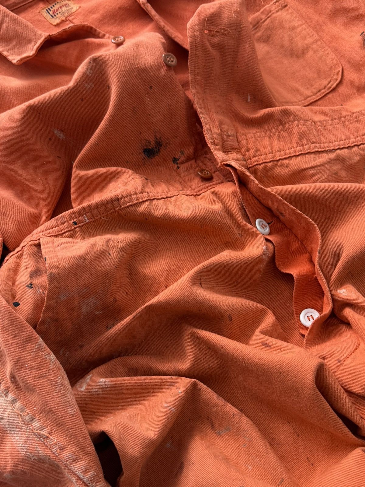 Le Laboureur 1960s British Work ‘Harpoon’ Sanfor Faded Painted Coveralls Size US 34 / EU 50 - 3 Thumbnail