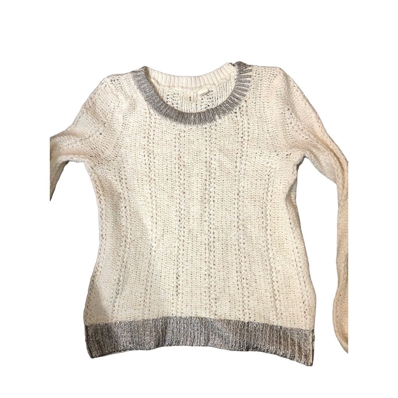 Anthropologie Moth Cream Silver Knit wool blend Sweater size S Size S / US 4 / IT 40 - 6 Thumbnail